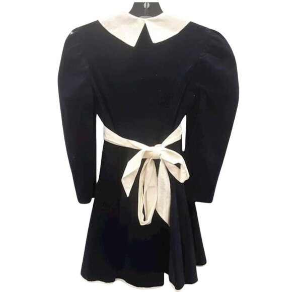 Vintage Sarah Too By Sarah Kent Blue Velvet Puff Sleeve Childrens Dress Size L - Picture 2 of 3